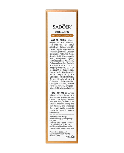 Крем навколо очей з колагеном Sadoer Collagen Anti-Aging Eye Cream (Copy) (Copy)